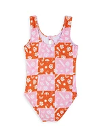 Little Girl's & Check Front-Tie One-Piece Swimsuit