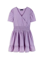 Girl's Smocked Surplice Dress