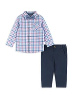 Baby Boy's, Little Boy's & Plaid Shirt, Pants Striped Bowtie Set