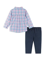 Baby Boy's, Little Boy's & Plaid Shirt, Pants Striped Bowtie Set