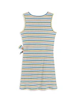 Girl's Rib-Knit Faux Wrap Dress