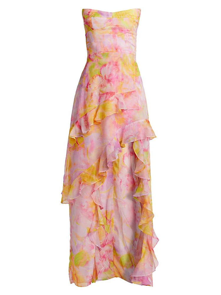 Magnolia Floral Strapless Maxi Dress