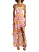 Magnolia Floral Strapless Maxi Dress