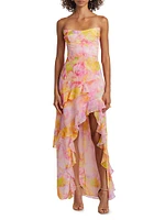 Magnolia Floral Strapless Maxi Dress