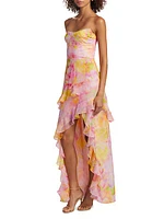 Magnolia Floral Strapless Maxi Dress