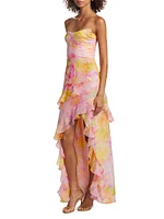 Magnolia Floral Strapless Maxi Dress