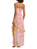 Magnolia Floral Strapless Maxi Dress