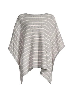 Stripe Cotton Crochet Poncho