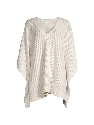 Crocheted Cotton Bouclé Poncho