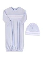 Baby Boy's Smocked Argyle Gown & Hat Set