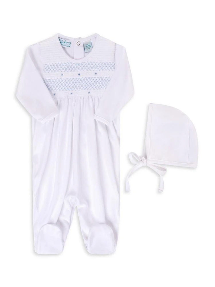 Baby's Smocked Bullion Footie & Hat Set