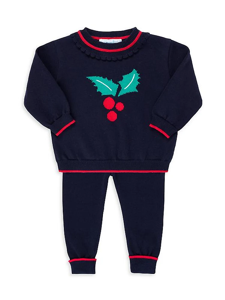 Baby Girl's & Little Girl's Holly Ruffle-Trim Sweater & Joggers Set