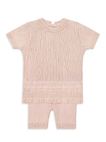 Baby Girl's & Little Short-Sleeve Pointelle Ribbed Set