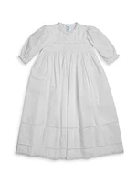 Baby Girl's Long-Sleeve Pearl Embroidery Special Occasion Gown Set