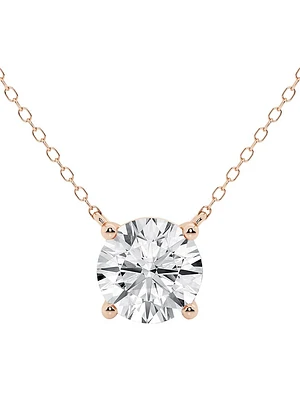 14K Gold & Round Lab-Grown Diamond Solitaire Pendant Necklace