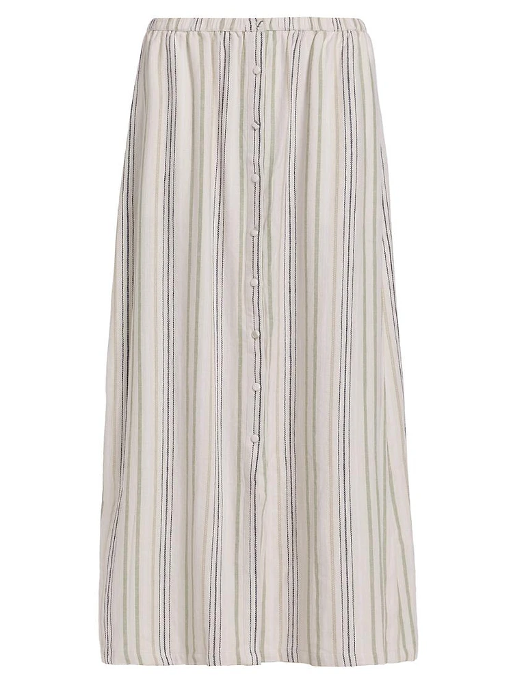 Demi Striped Linen-Blend Maxi Skirt