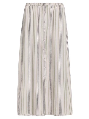 Demi Striped Linen-Blend Maxi Skirt