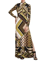 Very Vivara Printed Jersey Satin Maxi Dress