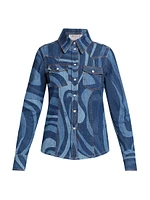 Very Vivara Printed Denim Button-Front Shirt