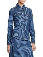 Very Vivara Printed Denim Button-Front Shirt