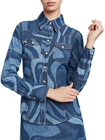 Very Vivara Printed Denim Button-Front Shirt