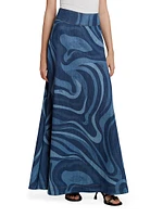 Very Vivara Printed Denim Maxi Skirt