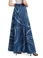 Very Vivara Printed Denim Maxi Skirt