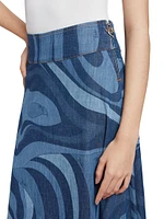 Very Vivara Printed Denim Maxi Skirt