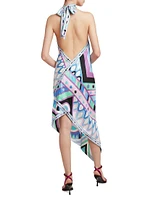 Very Vivara Asymmetric Silk Twill Halter Dress