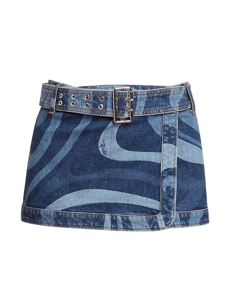 Very Vivara Printed Denim Miniskirt