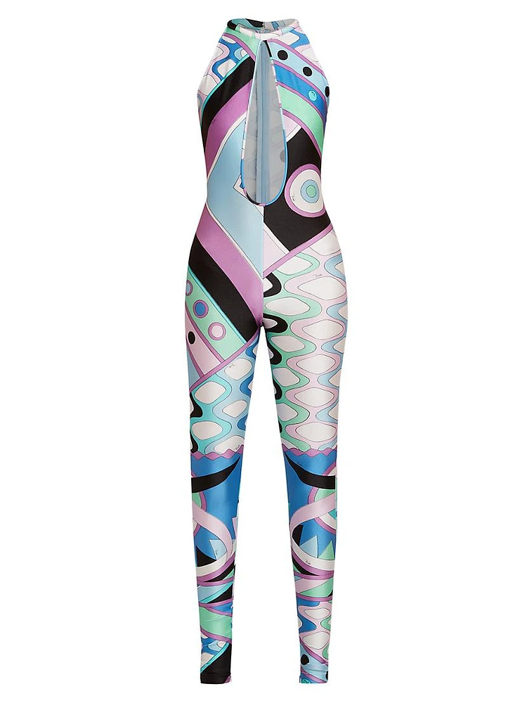 Very Vivara Printed Shiny Stretch Jumpsuit