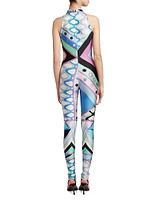 Very Vivara Printed Shiny Stretch Jumpsuit