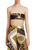 Very Vivara Abstract Silk Twill Bandeau Top