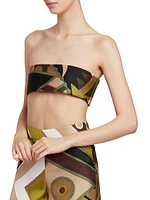 Very Vivara Abstract Silk Twill Bandeau Top