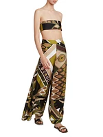 Very Vivara Abstract Silk Twill Bandeau Top