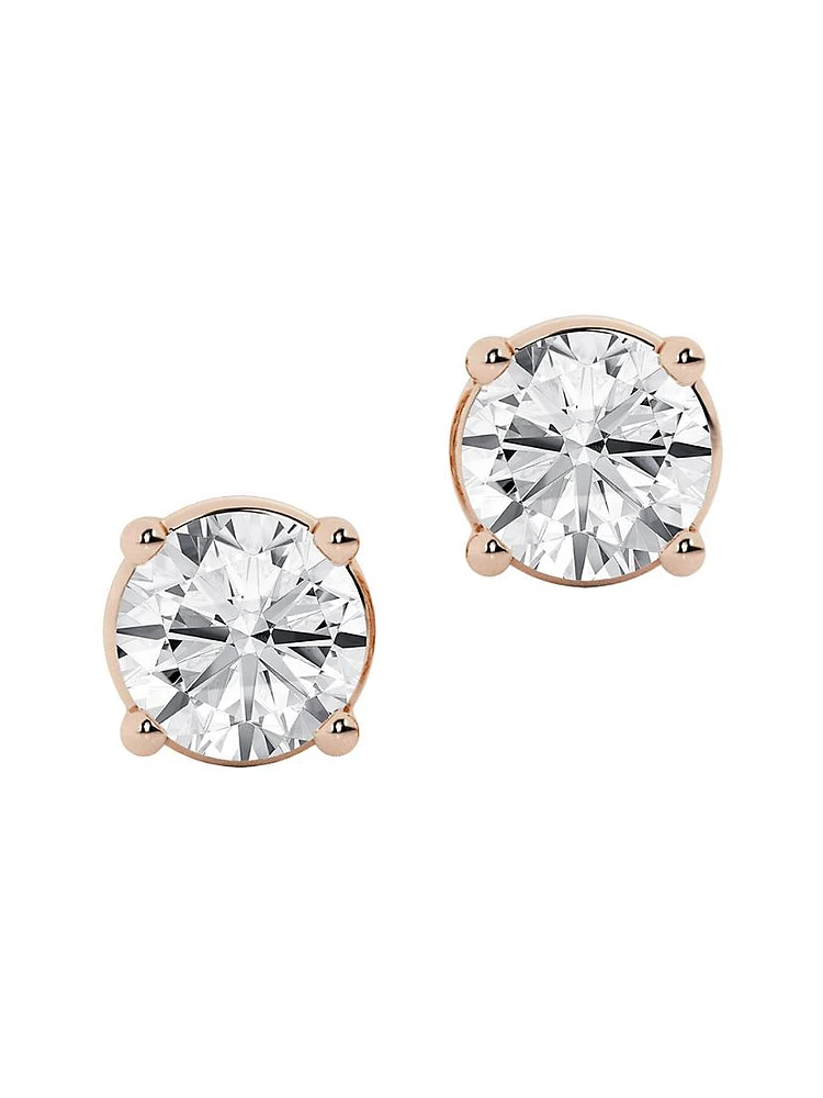 14K Gold & Round Lab-Grown Diamond Stud Earrings