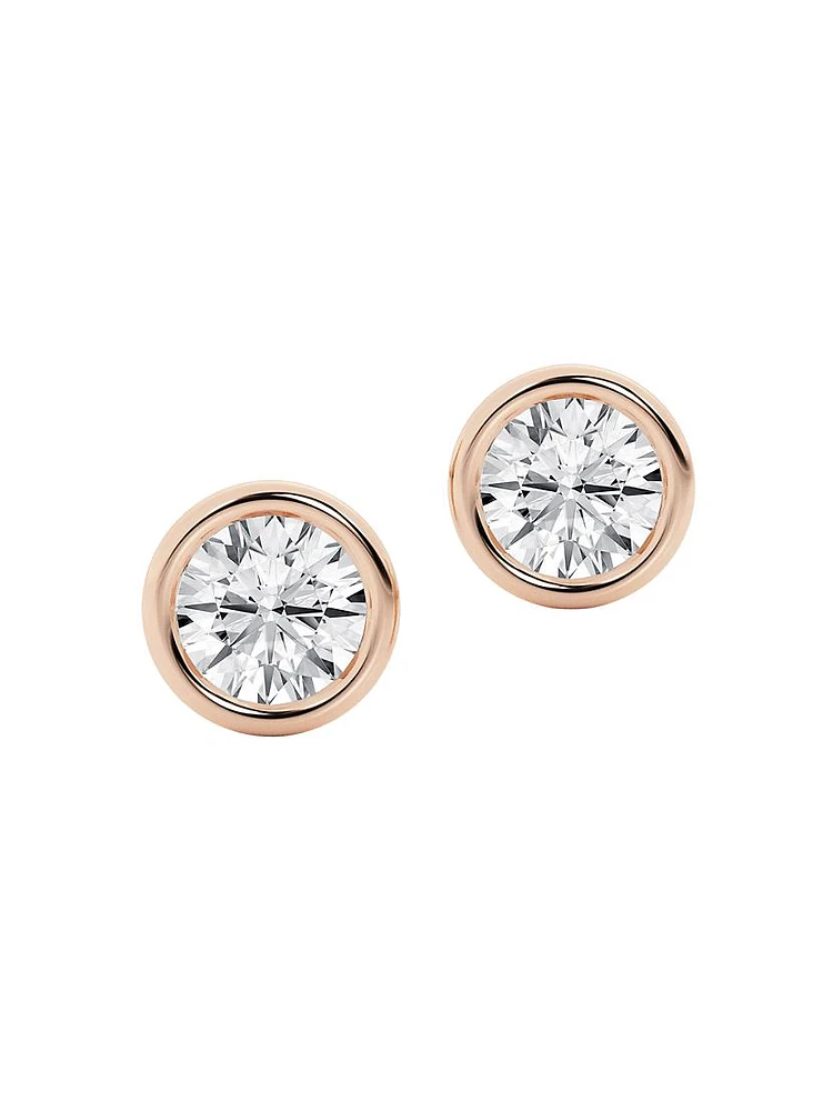 14K Gold & 0.50-6.00 TCW Lab-Grown Diamond Bezel Set Stud Earrings
