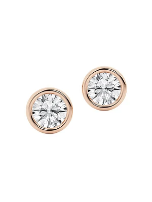 14K Gold & 0.50-6.00 TCW Lab-Grown Diamond Bezel Set Stud Earrings