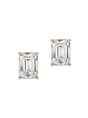 14K Gold & Emerald-Cut Lab-Grown Diamond Stud Earrings