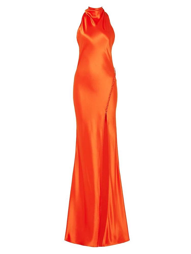 Penelope Satin Halterneck Gown