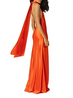 Penelope Satin Halterneck Gown