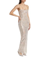 Giselle Embellished Strapless Column Gown