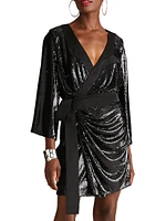 Saga Sequin Wrap Minidress