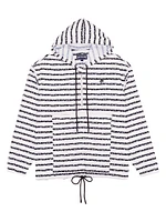 Striped Linen Windbreaker Hoodie