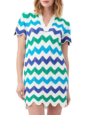 Lido Chevron Crochet Cover-Up Minidress