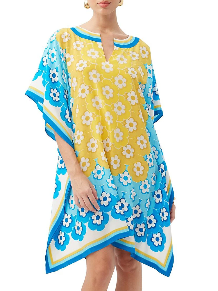 Theodora Floral Silk Caftan Dress