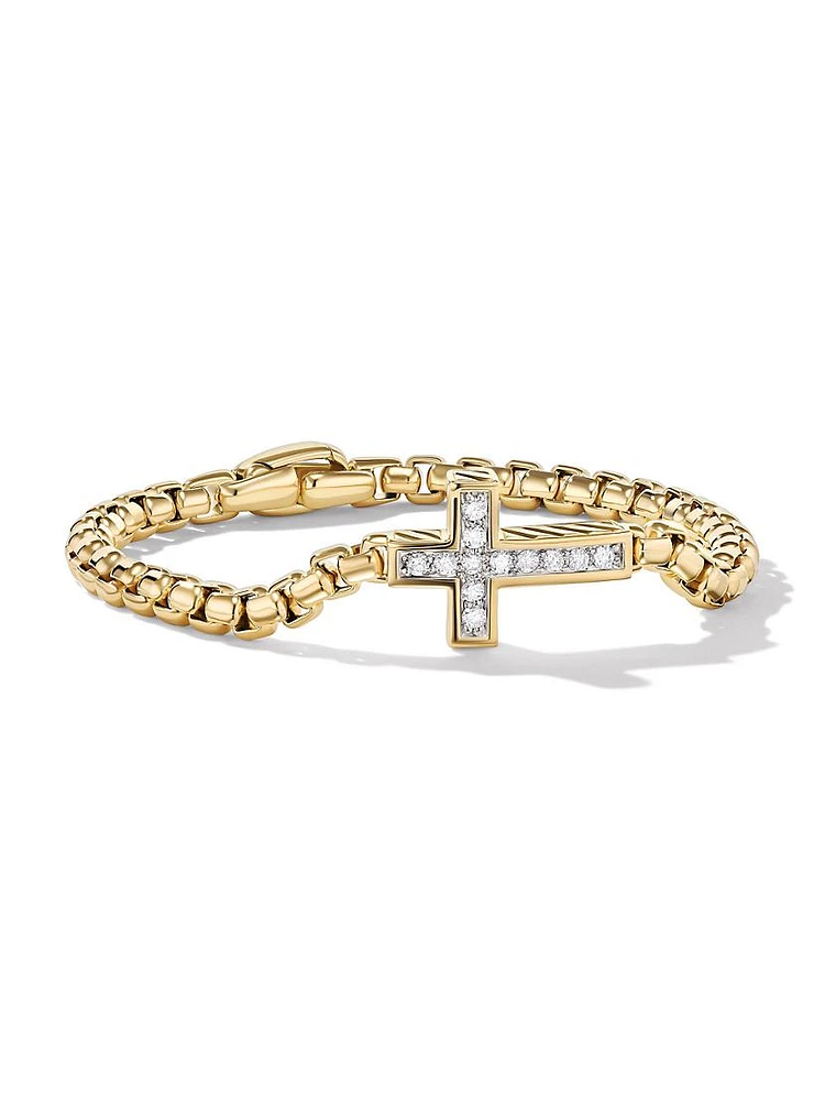 Pavé Cross Bracelet 18K Yellow Gold