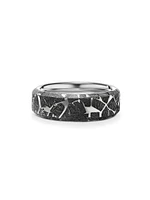 Meteorite Band Ring Sterling Silver, 8.5MM