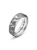 Meteorite Band Ring Sterling Silver, 8.5MM