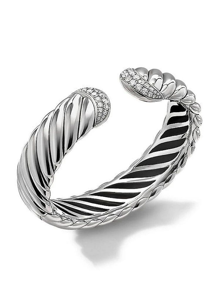 Sculpted Cable Cuff Bracelet In Sterling Silver